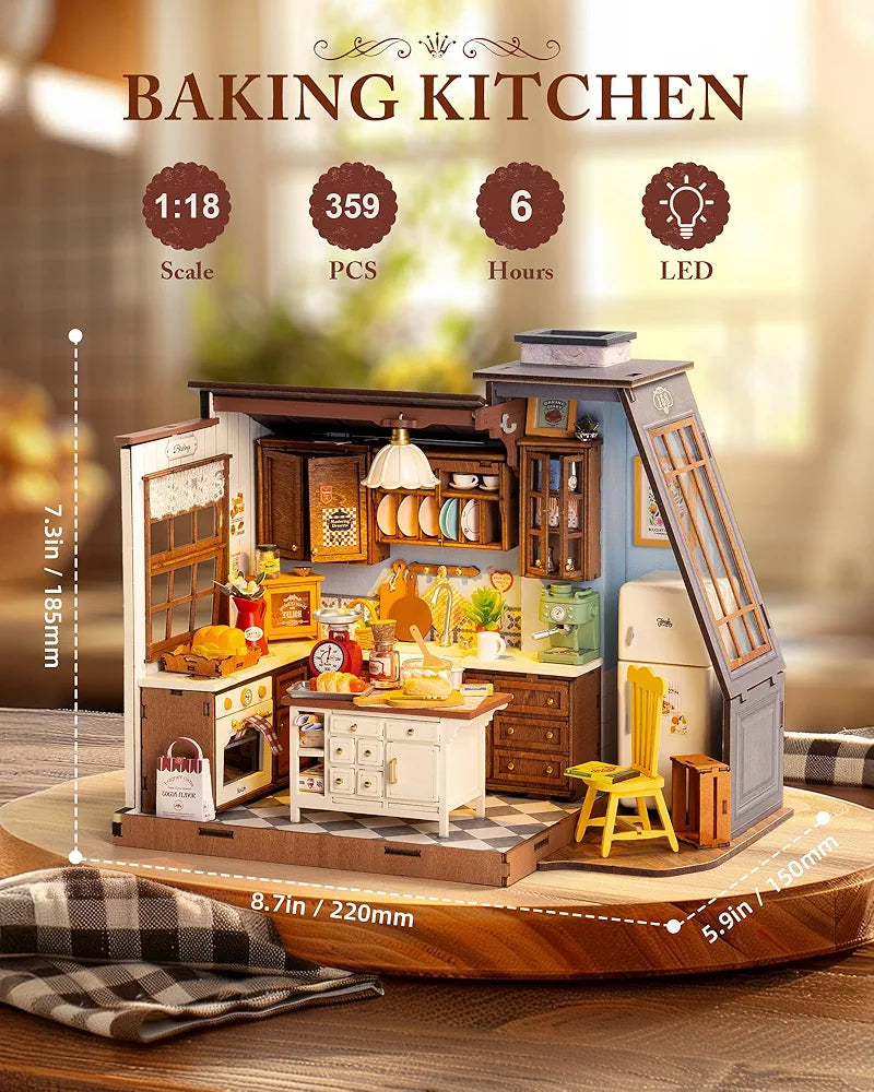 Rolife DIY Miniature Baking Kitchen Dollhouse Kit