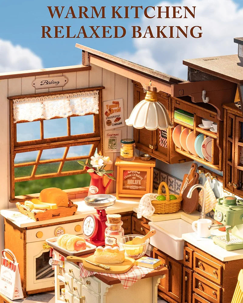Rolife DIY Miniature Baking Kitchen Dollhouse Kit