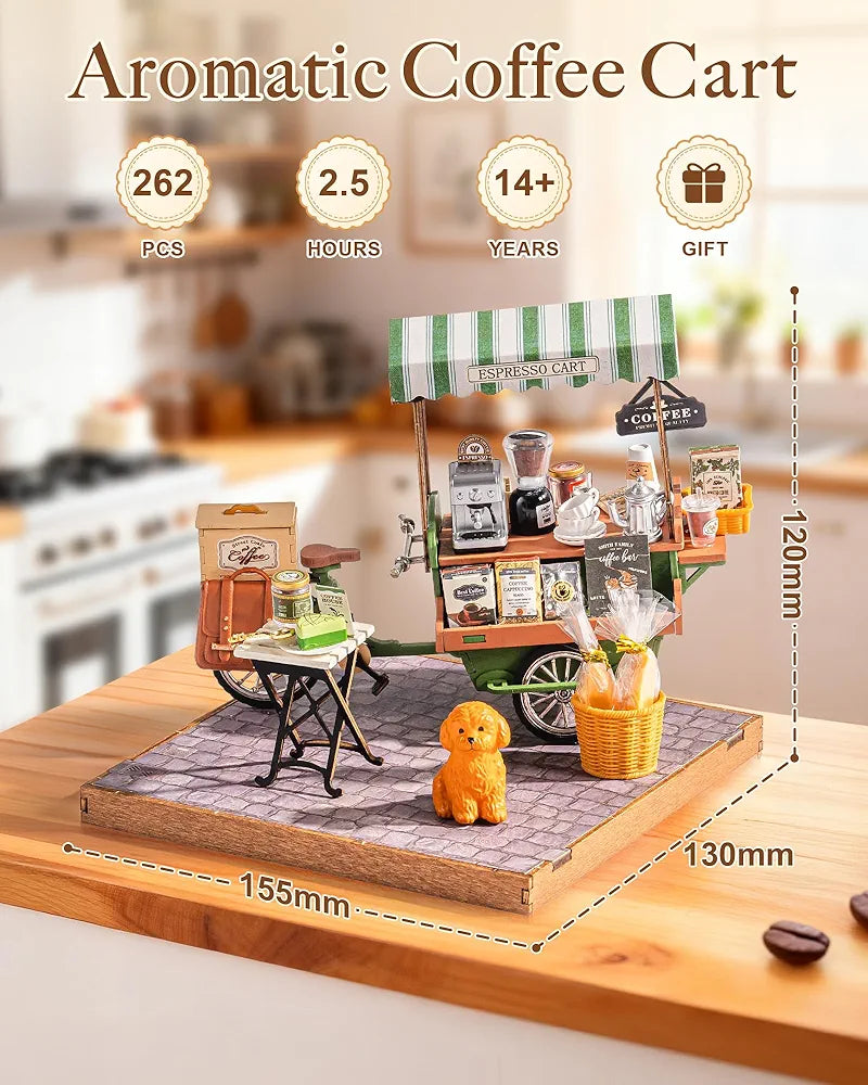 DIY Miniature Aromatic Coffee Cart Model Kit