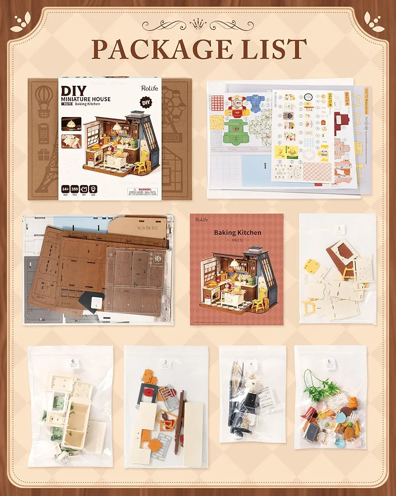 Rolife DIY Miniature Baking Kitchen Dollhouse Kit