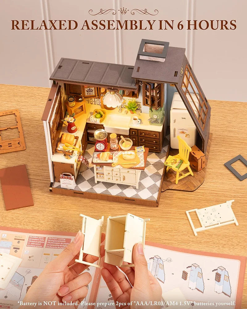 Rolife DIY Miniature Baking Kitchen Dollhouse Kit
