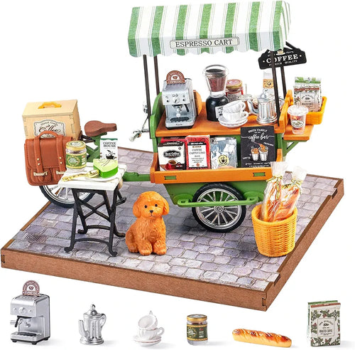 DIY Miniature Aromatic Coffee Cart Model Kit
